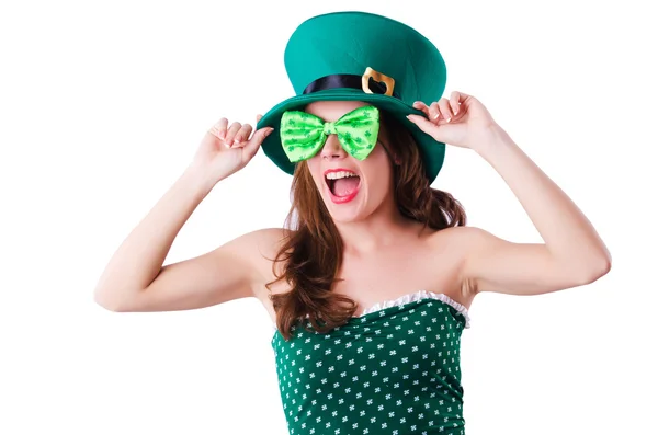 Young girl in saint patrick celebration concept — Stock Photo, Image