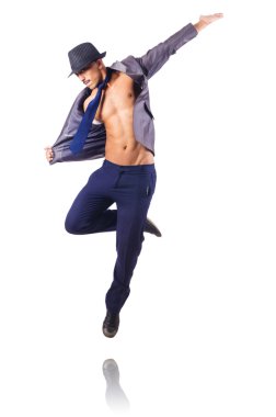 kas yarı çıplak işadamı beyaz üzerinde atlama