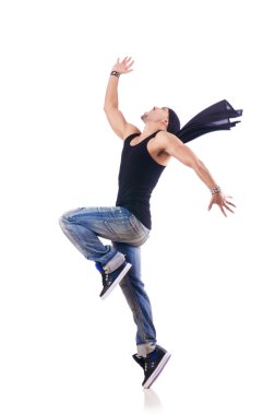 Dansçı beyaz üzerinde dans ediyor