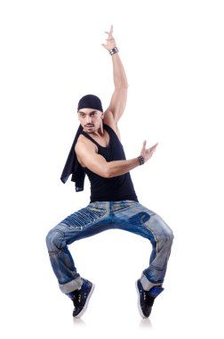 Dansçı beyaz üzerinde dans ediyor