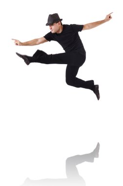 Dansçı beyaz üzerinde dans ediyor