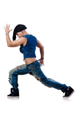 Dansçı beyaz üzerinde dans ediyor