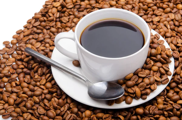 Cup of coffee and beans — Stock Photo, Image