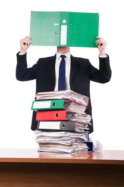 Ung upptagen affärsman vid sitt skrivbord — Stockfoto