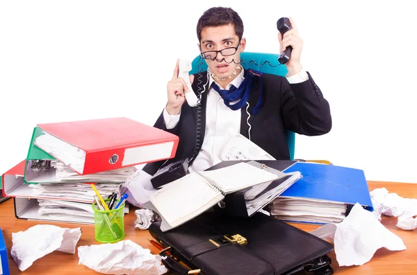 Occupé homme stressé dans le bureau — Photo