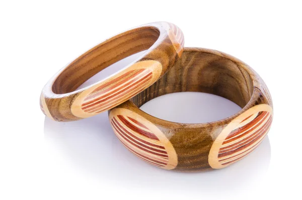 Houten armband geïsoleerd op de witte — Stockfoto