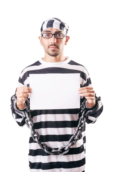 Convict criminal in striped uniform — Stock Photo, Image