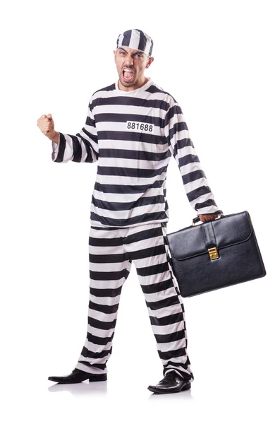 Convict criminal in striped uniform — Stock Photo, Image