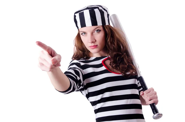 Convict criminal in striped uniform — Stock Photo, Image