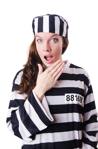 Convict criminal in striped uniform — Stock Photo, Image