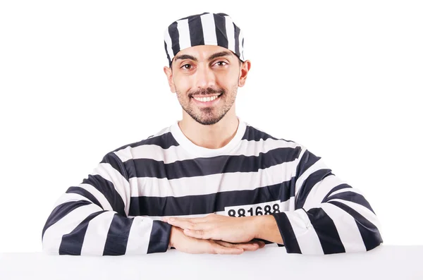 Convict criminal in striped uniform — Stock Photo, Image