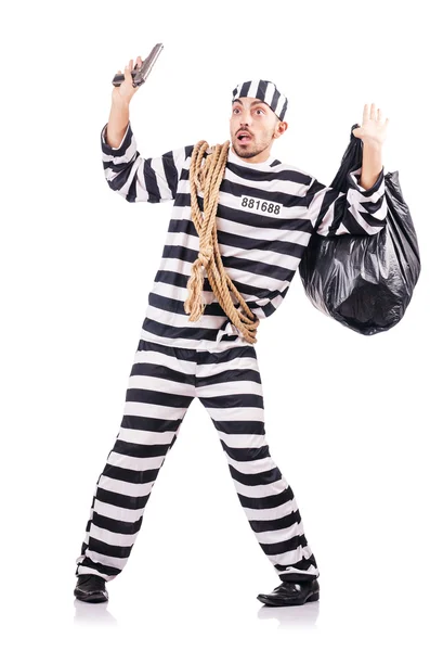 Convict criminal in striped uniform — Stock Photo, Image