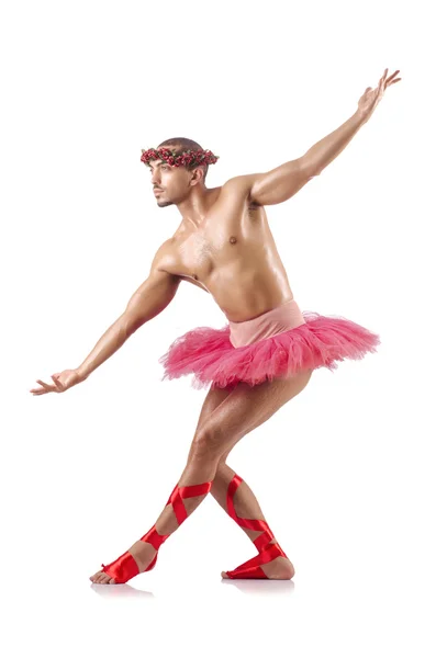 Muscular ballet performer in funny concept — Stock Photo, Image