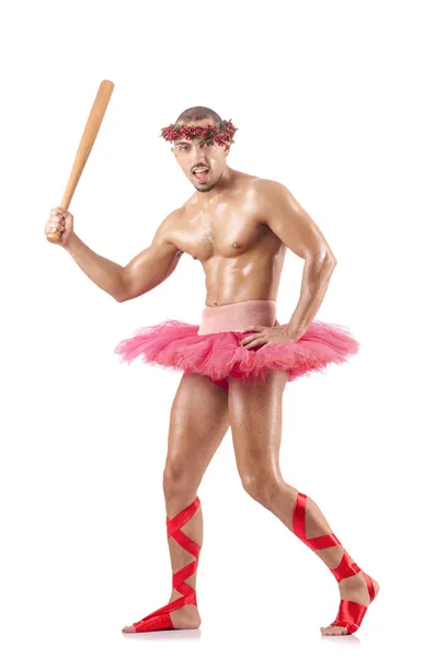 Muscular ballet performer in funny concept — Stock Photo, Image