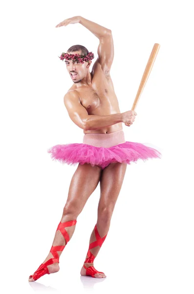 Muscular ballet performer in funny concept — Stock Photo, Image