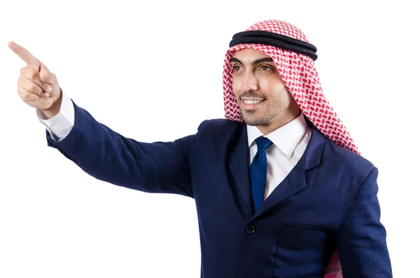 Arab businessman pressing virtual buttons — Stock Photo, Image