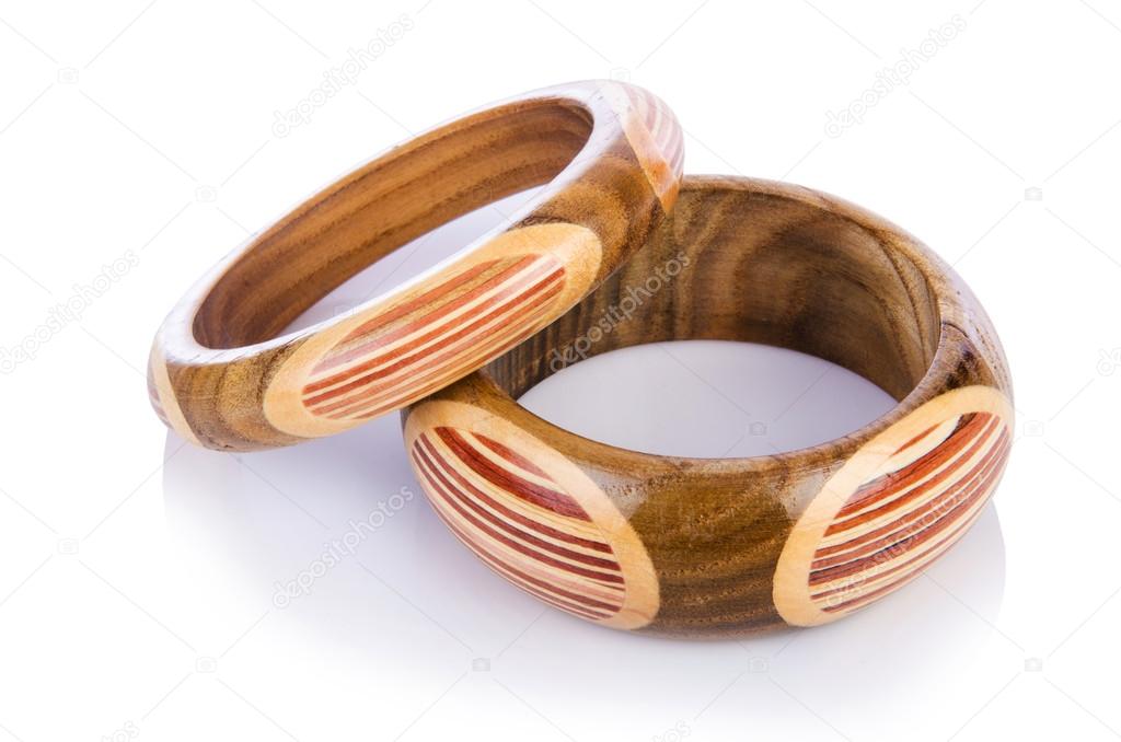 Wooden bracelet isolated on the white