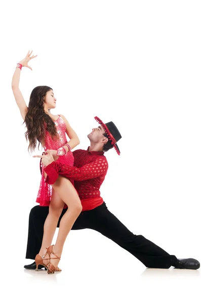 Pair of dancers isolated on the white — Stock Photo, Image