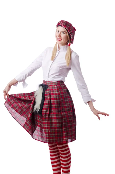 Concepto de tradiciones escocesas con persona usando falda escocesa — Foto de Stock