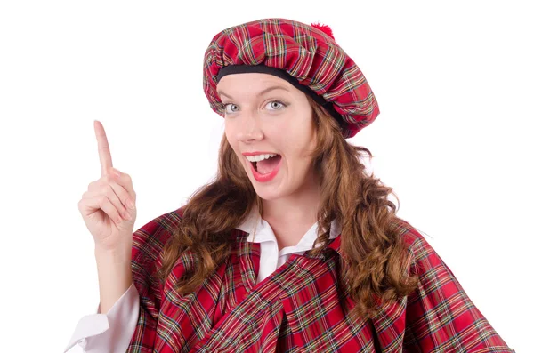 Genç kadın geleneksel İskoç giyim — Stok fotoğraf