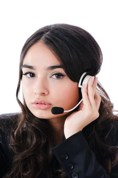 Joven operador de heldesk con auriculares — Foto de Stock