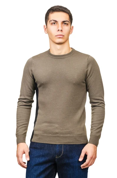 흰색에 고립 된 남성 스웨터 — 스톡 사진