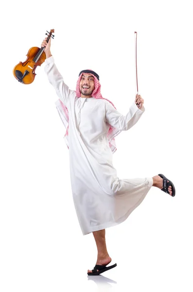 Arab man playing drum isolated on white — Stock Photo, Image