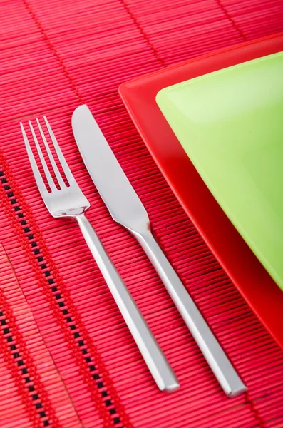 Mesa con cuchillo y tenedor —  Fotos de Stock