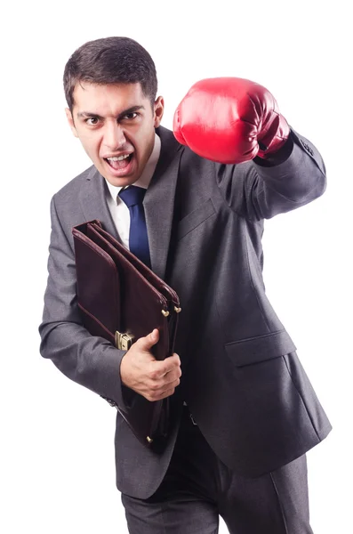 Joven empresario con guantes de boxeo —  Fotos de Stock