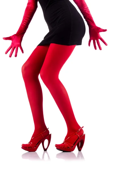 Mulher com pernas longas e meias — Fotografia de Stock