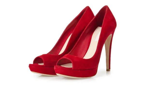 赤のスタイリッシュな女性の靴、白で隔離されます。 — ストック写真