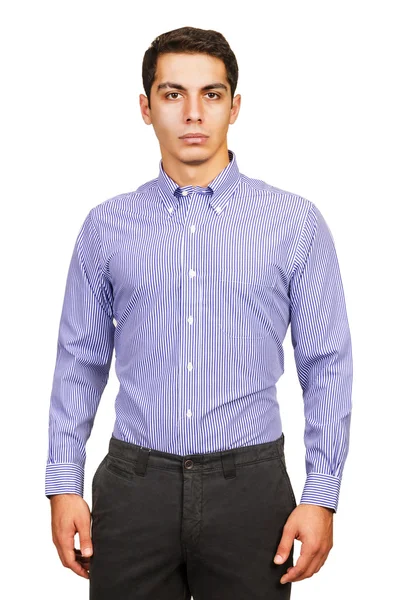 Man model met shirt geïsoleerd op wit — Stockfoto