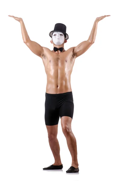 Nøgen muskuløs mime isoleret på hvid - Stock-foto