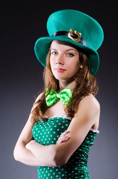 Young girl in saint patrick celebration concept Stock Image