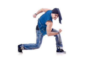 Dansçı beyaz üzerinde dans ediyor