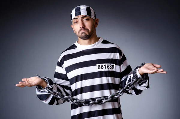 Convict criminal in striped uniform — Stock Photo, Image