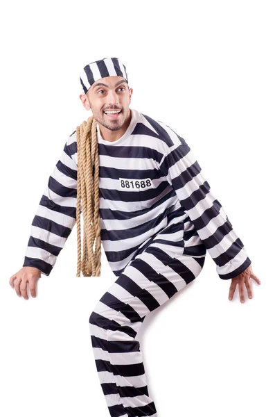 Convict criminal in striped uniform — Stock Photo, Image