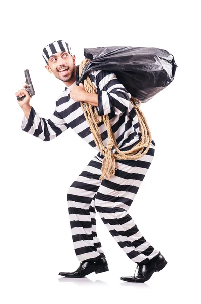 Convict criminal in striped uniform — Stock Photo, Image