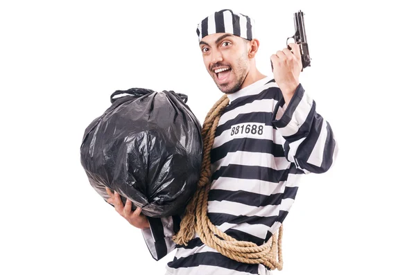 Convict criminal in striped uniform — Stock Photo, Image