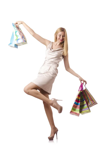 Aantrekkelijke vrouw na het goede winkelen — Stockfoto