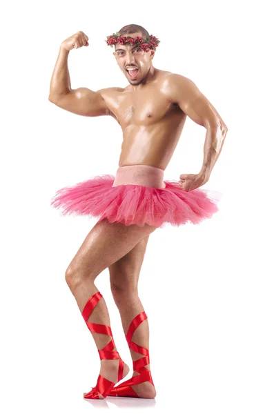 Muscular ballet performer in funny concept — Stock Photo, Image