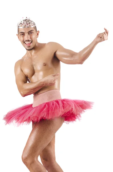 Muscular ballet performer in funny concept — Stock Photo, Image