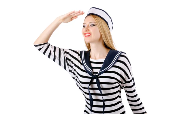 Vrouw zeeman geïsoleerd op de witte achtergrond — Stockfoto