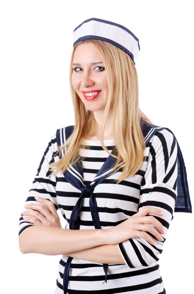 Woman sailor isolated on the white background — Stock Photo, Image