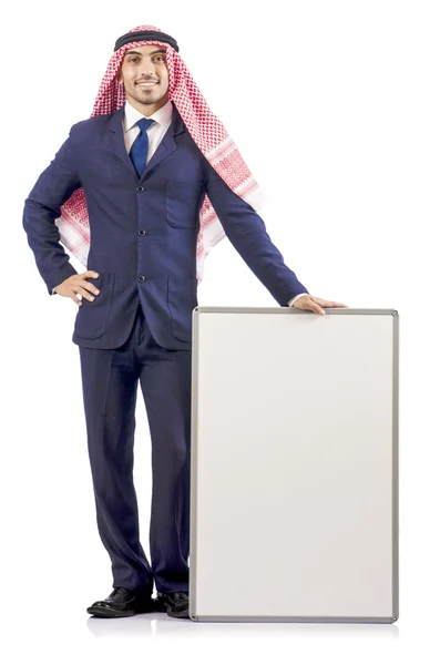 Arab man with blank board for message — Stock Photo, Image