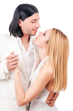 dans dans etmek beyaz izole çift