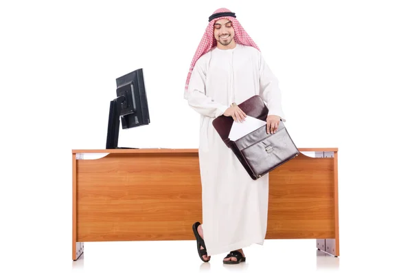 Arab man sitting at his desk — Stock Photo, Image