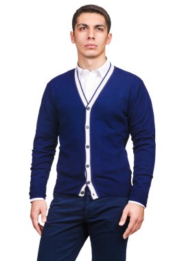 Erkek süveteri beyazın üzerinde izole edilmiş.