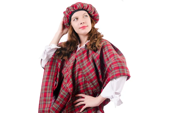 Jovem mulher em roupas tradicionais escocesas — Fotografia de Stock