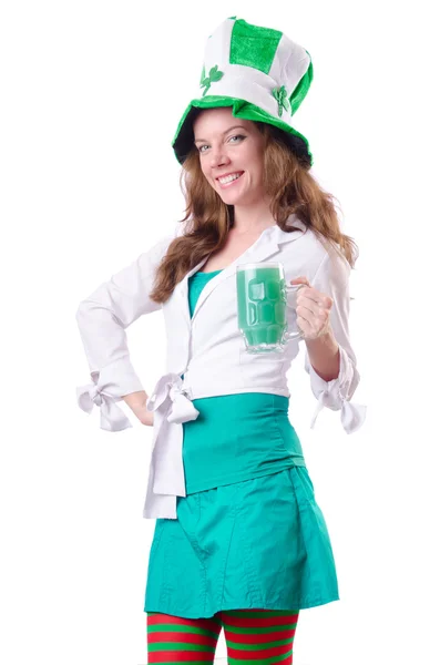 Young girl in saint patrick celebration concept — Stock Photo, Image